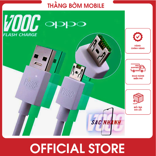Cáp sạc nhanh oppo VOOC 4A micro,dài 1m, hiển thị super vooc BẢO HÀNH 6 tháng