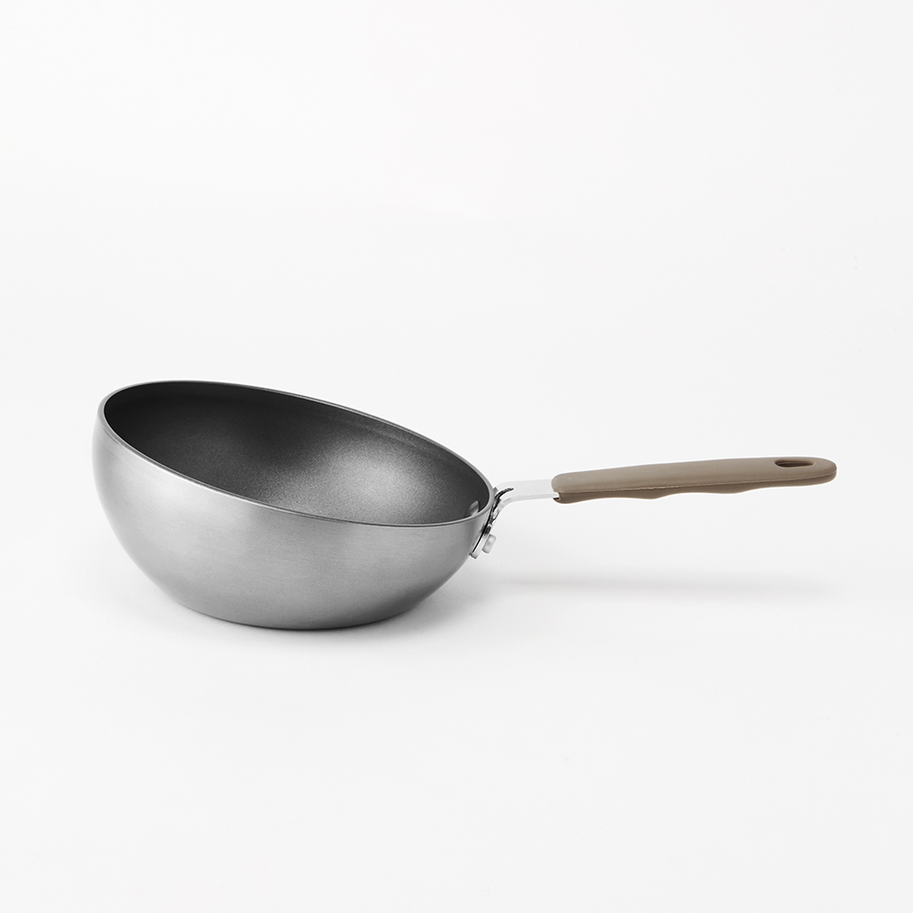 Chảo chống dính sâu lòng Wok Lock&Lock Handycook 15.5cm LHD1165 - 1 tay cầm - Màu xám - Hàng chính hãng
