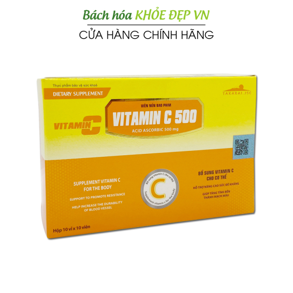 Viên uống VITAMIN C 500 tăng cường sức đề kháng, tăng sức khỏe - Hộp 100 viên nhập khẩu