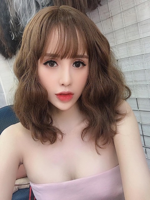 Tóc giả cả đầu ❤️FREESHIP❤️ Tóc giả cả đầu xù lỡ 35cm