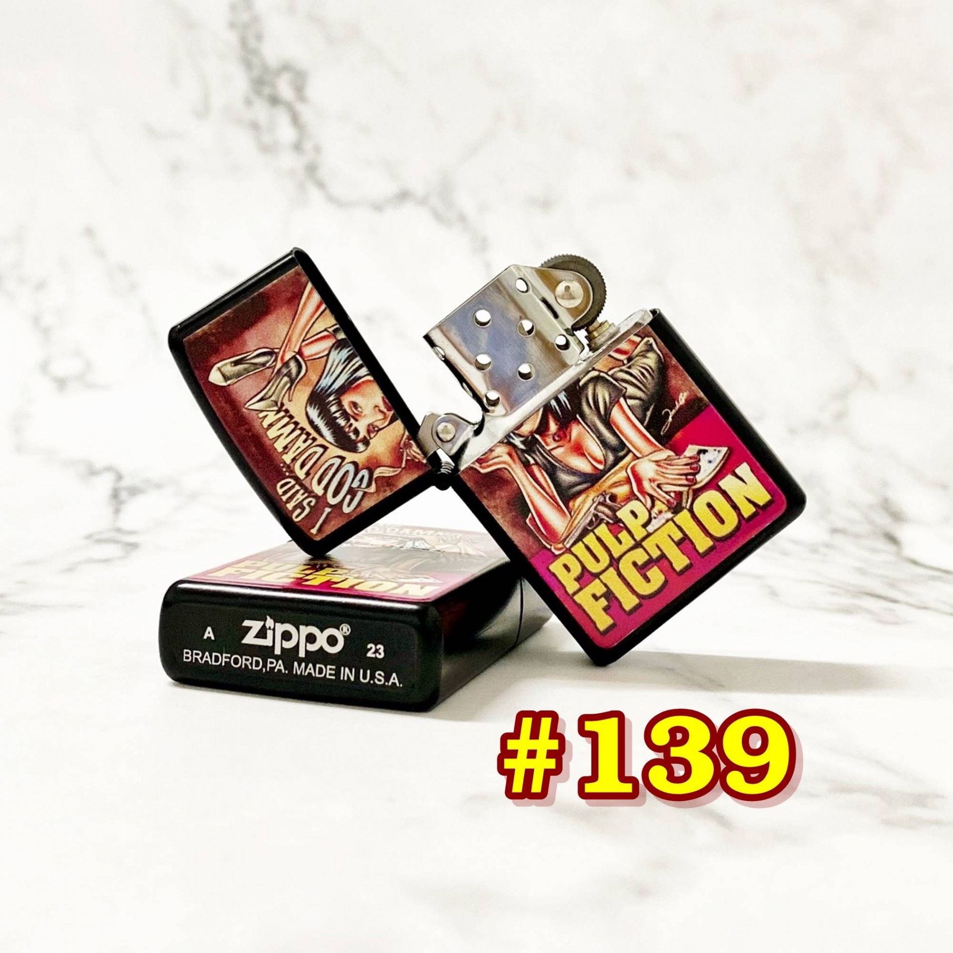 BẬT LỬA ZIPPO SƠN TĨNH ĐIỆN 2 MẶT CÓ MỘC ĐÁY KIỂU VINTAGE #139
