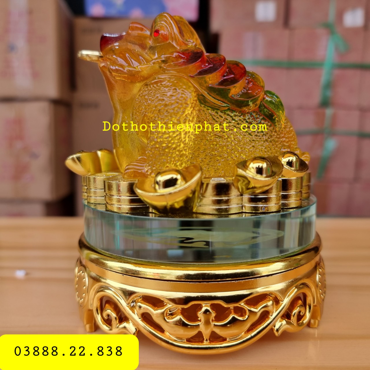 Cóc Ngậm Tiền Phong Thủy Màu Vàng