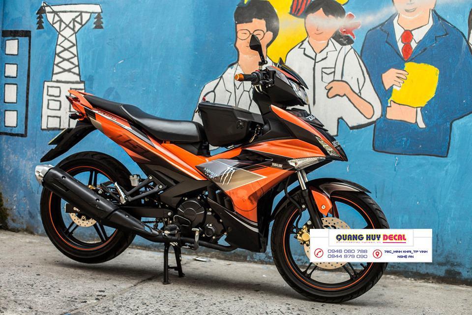 Tem trùm xe máy Exciter 150 độ cam đen monster - tem xe máy ex150 thiết kế theo yêu cầu - Tem xe máy ex 150 rẻ đẹp và chất