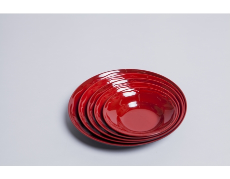 Dĩa sâu nhựa melamine hai lớp đỏ đen cao cấp