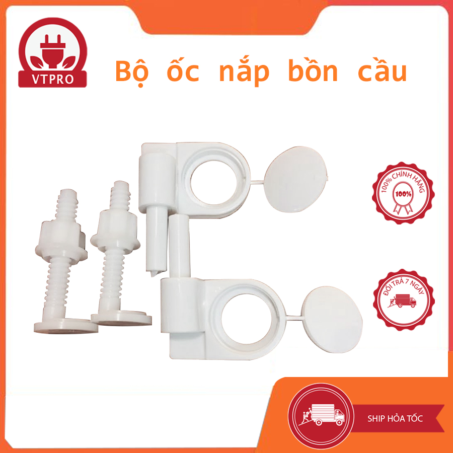 Bộ chân ốc nắp bồn cầu, Chân ốc chốt nhựa nắp bồn cầu dùng cho nắp phổ thông, sản phẩm giống hình