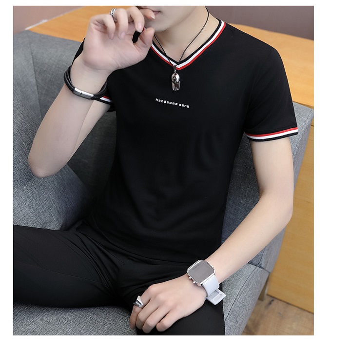 Áo thun nam cao cấp cổ tim hot trend 2021