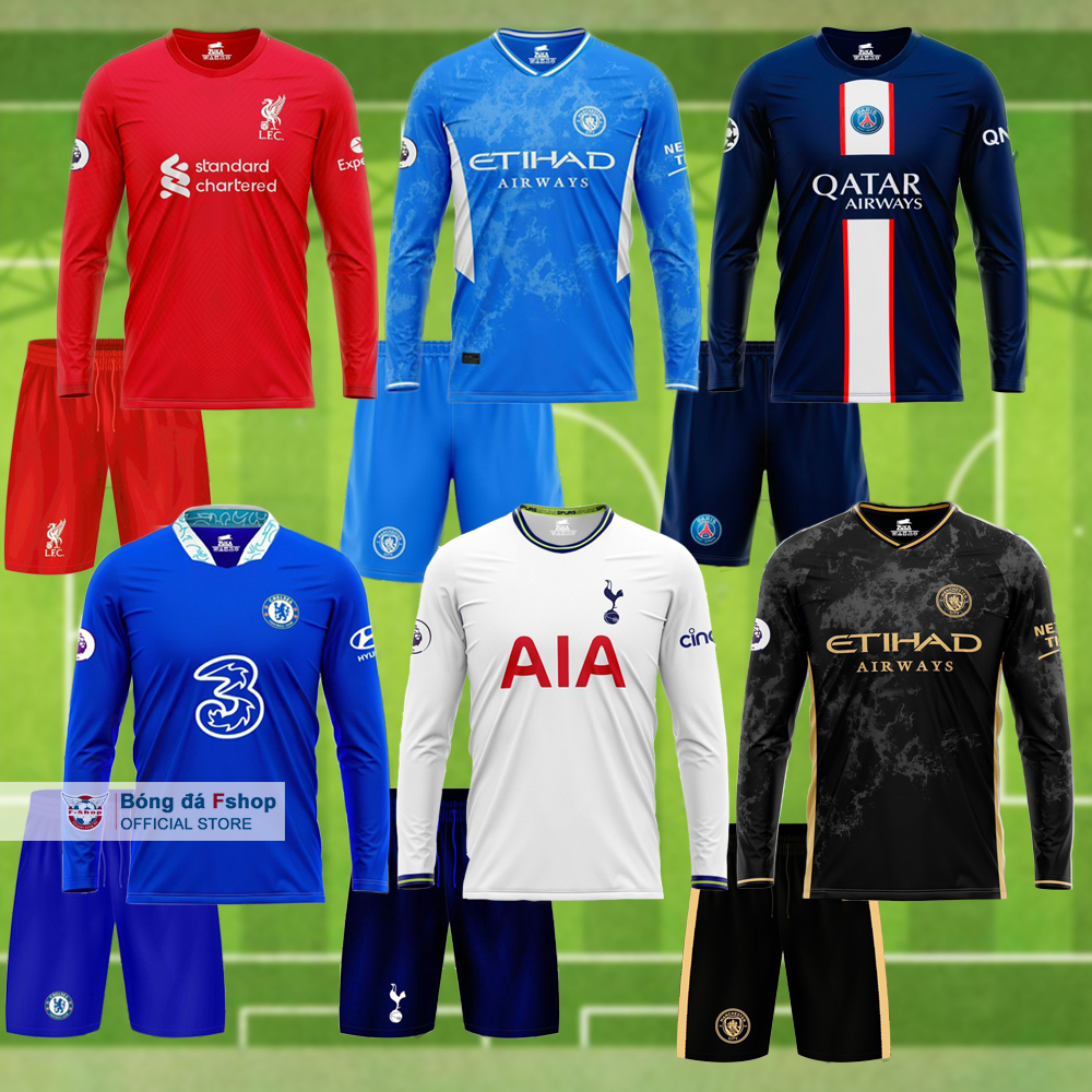 Hoàn tiền 15% - bộ quần áo bóng đá câu lạc bộ manchester city chealsea liverpool psg- áo bóng đá clb man city ngoại hạng anh dài tay - bộ đồ bóng đá đẹp