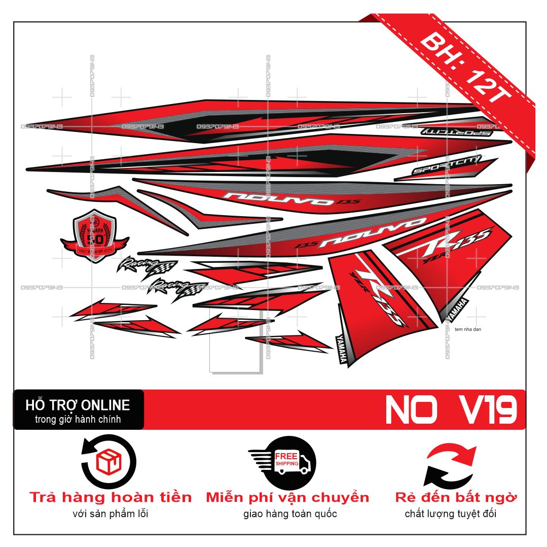 TEM XE NOUVO 4 NV 4 (TEM RỜI NOUVO 4) LX ĐỎ ĐEN
