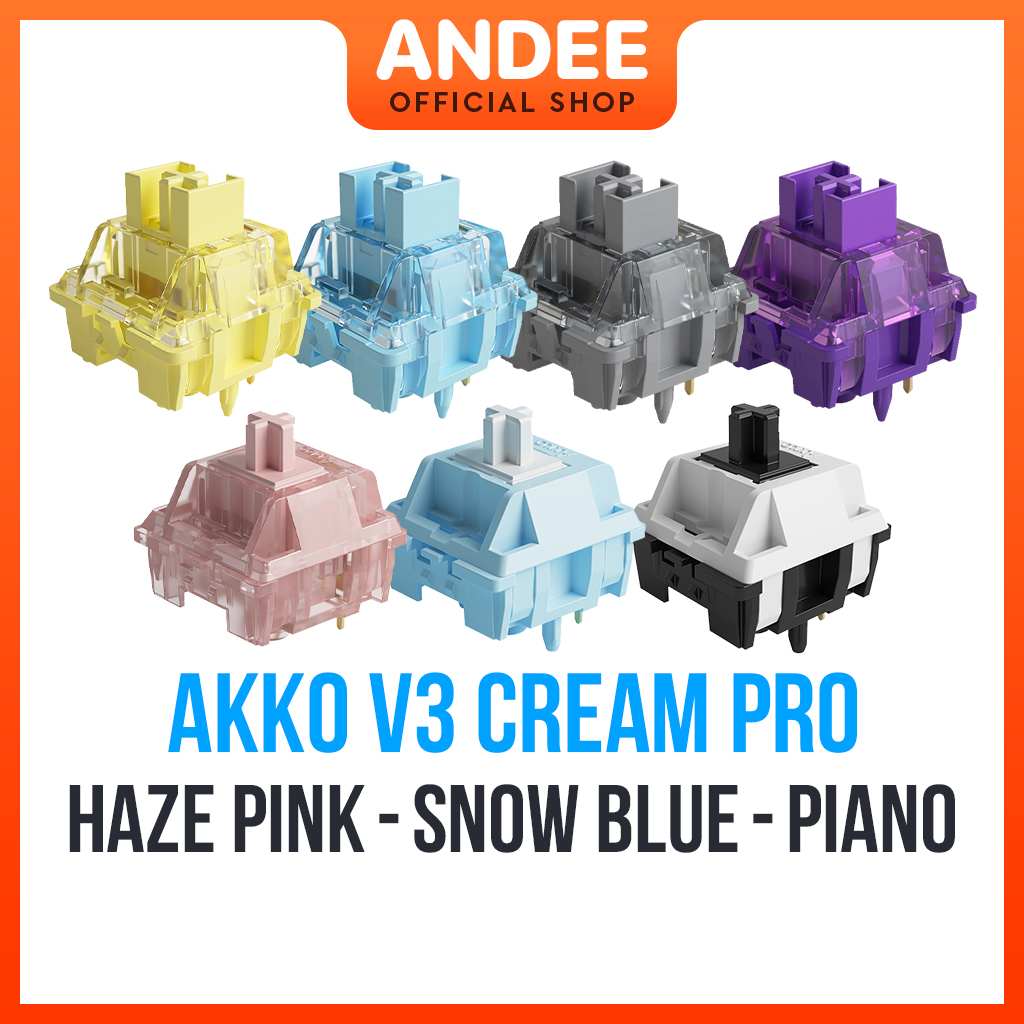 Switch AKKO v3 Cream Pro Piano Haze Pink bán lẻ công tắc bàn phím cơ có hỗ trợ lube sẵn