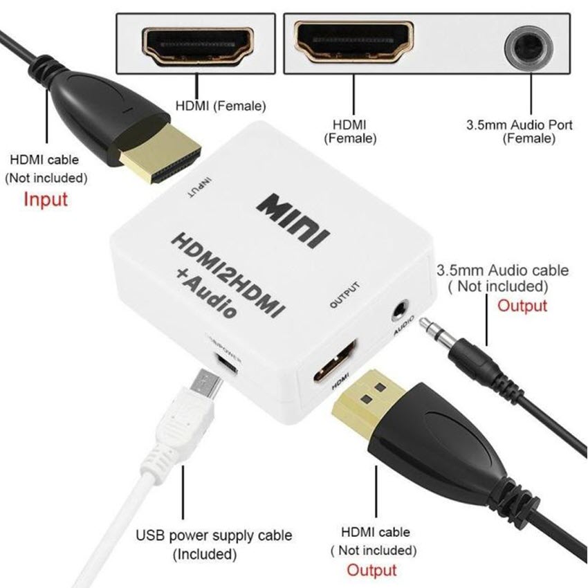 Bộ chuyển đổi HDMI to HDMI + Audio 3.5mm L/R