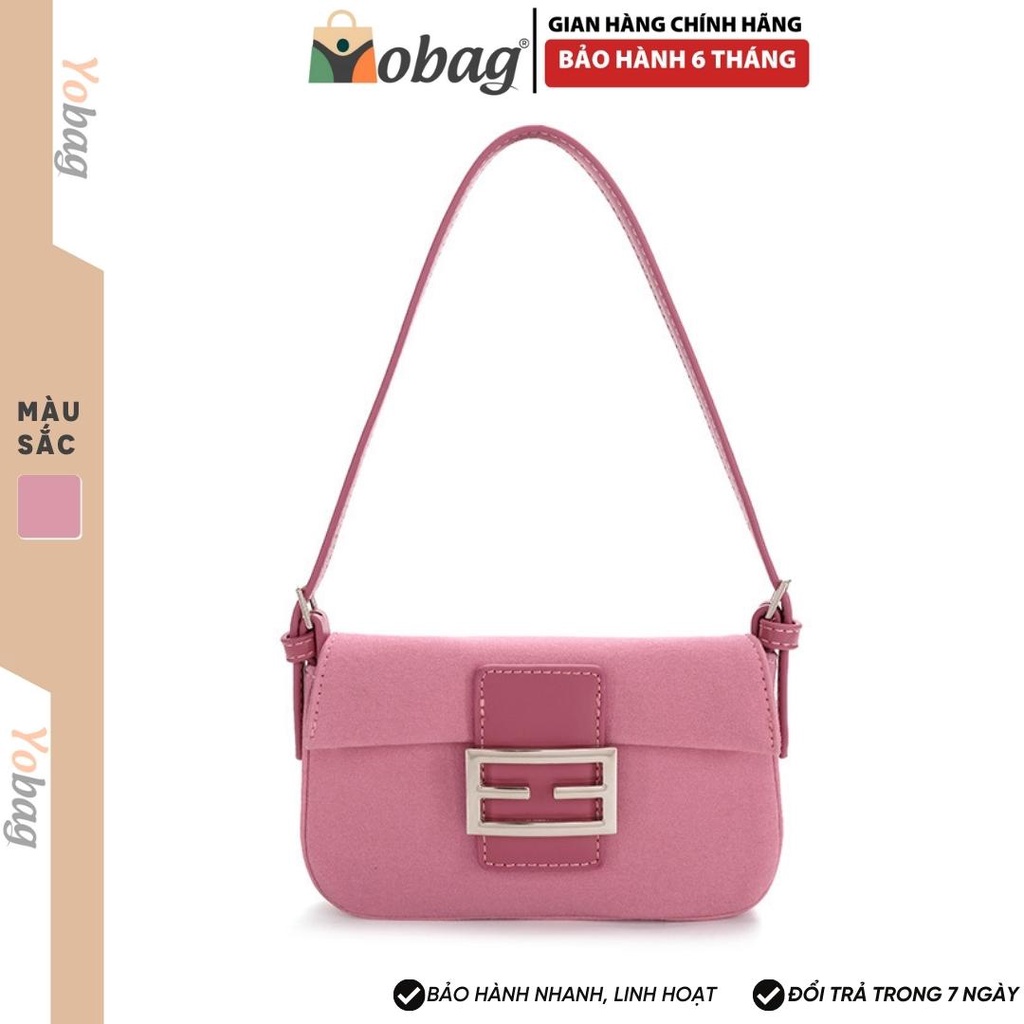 Túi xách nữ kẹp nách Yobag vải dạ form đẹp màu hồng Vintage dành cho nữ TX26