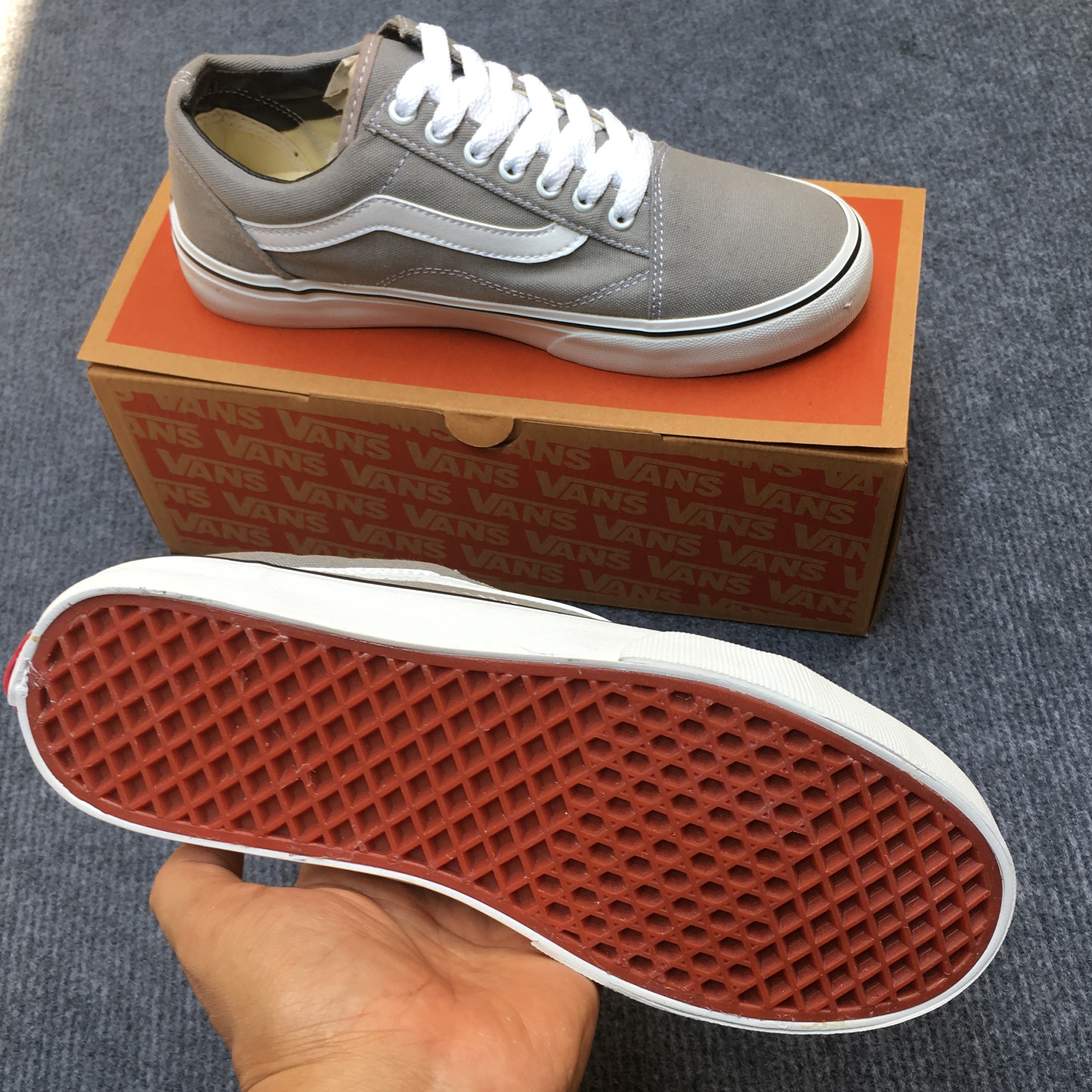 [ TẶNG HỘP ] giày thể thao nam nữ vans old skool xám