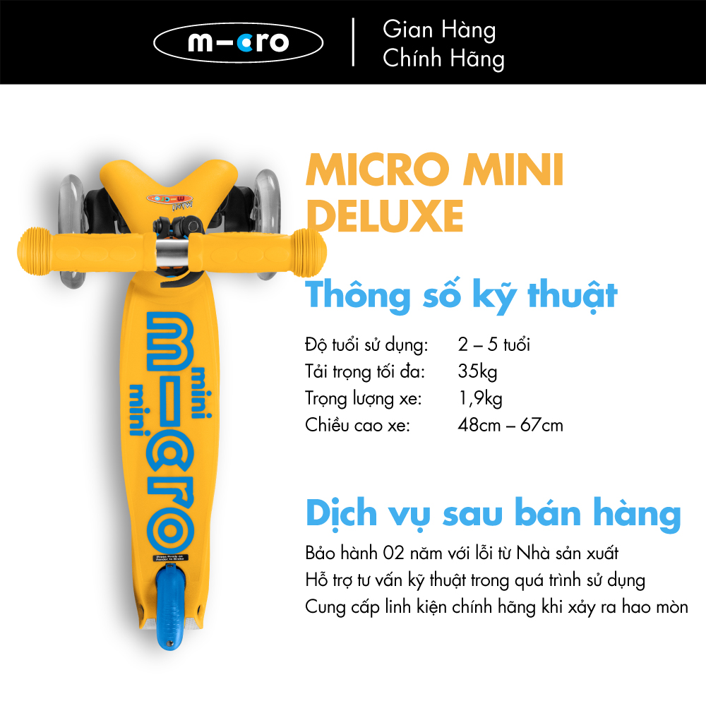 XE TRƯỢT SCOOTER MICRO MINI DELUXE LED MINILINO (PHIÊN BẢN BÁNH XE ĐÈN LED KÈM BUDDY)