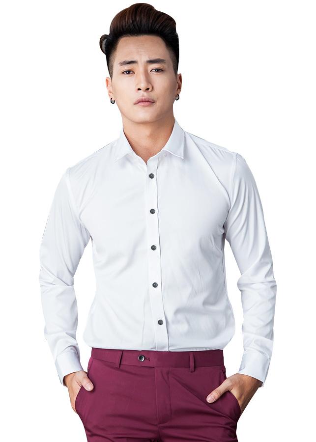 Sơ mi lụa trơn (màu trắng) hiện đại