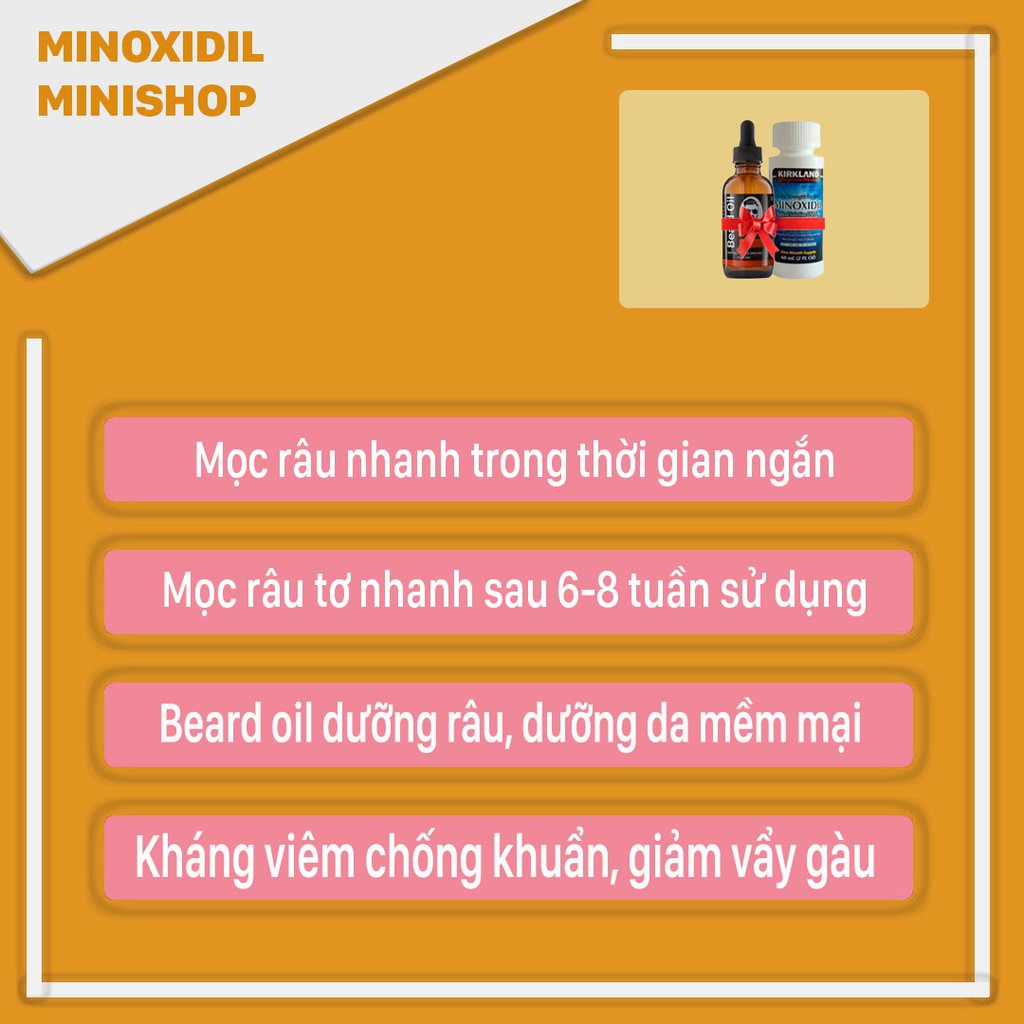Combo Minoxidil 5% Mọc Râu Tóc, Dầu Dưỡng Beard Oil 10ml