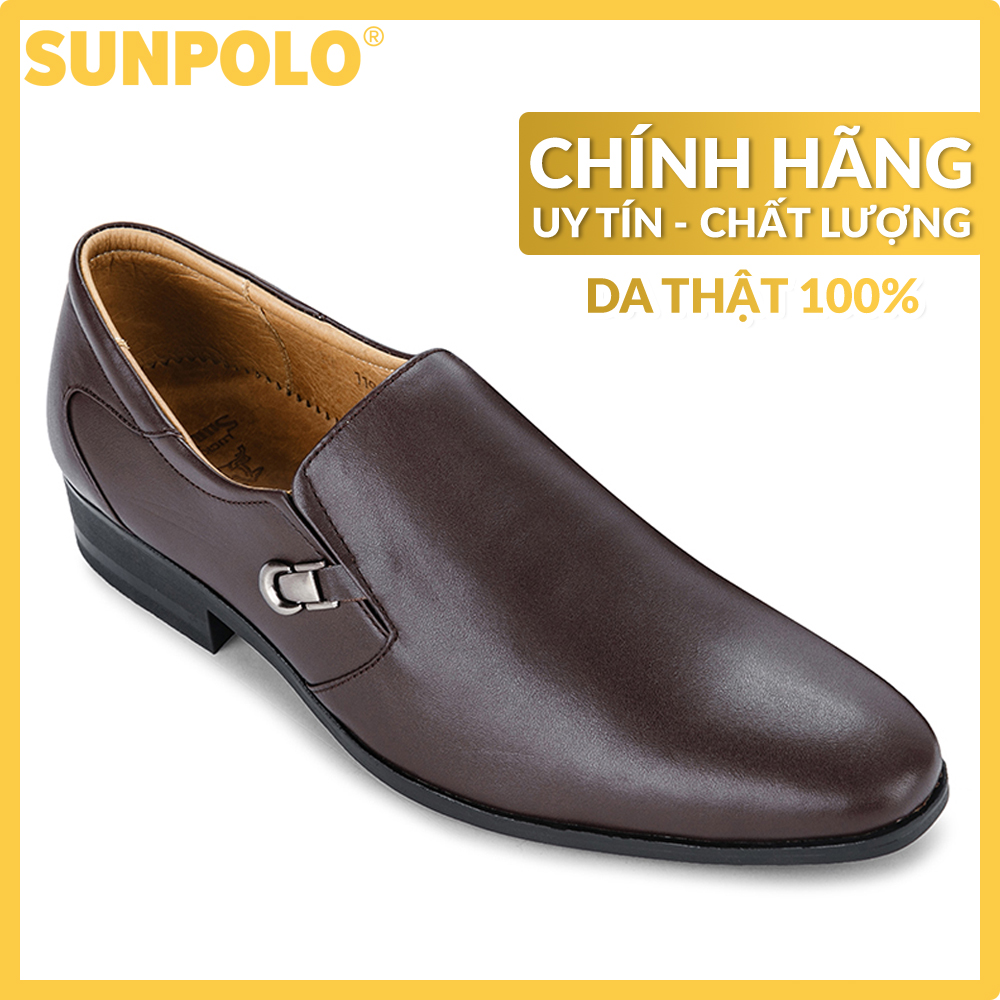 Mens Slip-on Leather Formal Shoes SUNPOLO SKT119 (Black, Brown)