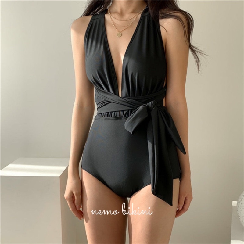 Đồ bơi nữ, bikini đi biển 1 mảnh dây buộc eo Nemo Bikini B54