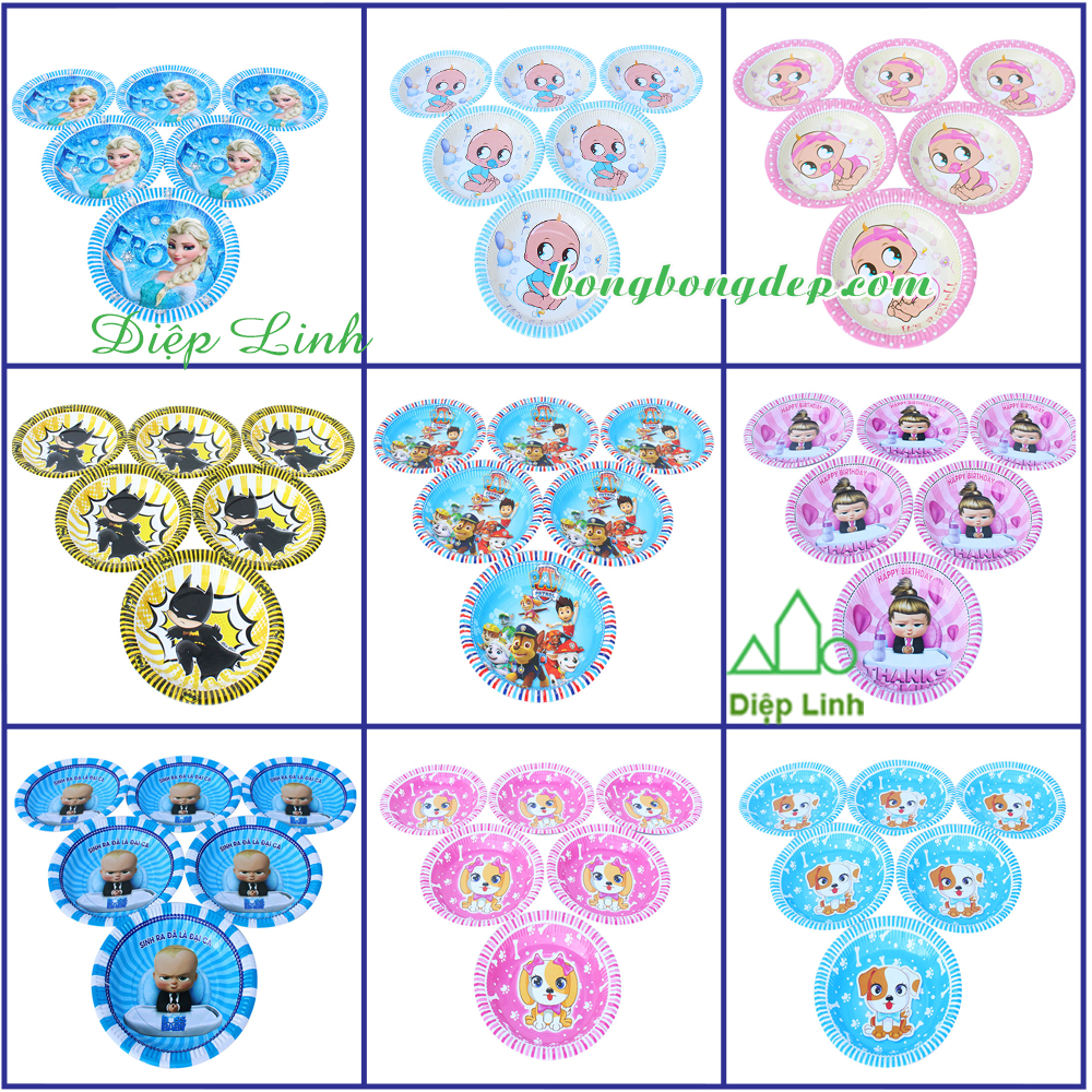 [HCM]Set 6 Dĩa Giấy Sinh Nhật Đĩa Giấy Sinh Nhật