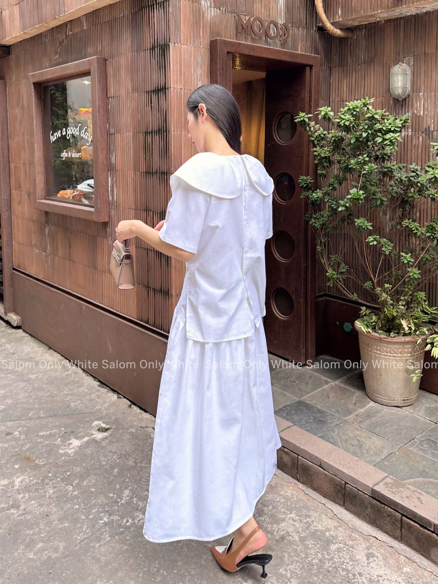 𝐒𝐞𝐭 𝐀́𝐨 𝐒𝐞𝐧 𝐯𝐚̀ 𝐂𝐡𝐚̂𝐧 𝐕𝐚́𝐲 𝐘𝐞̂𝐧 - Áo Cổ Sen và Chân váy Linen Cạp Cao SALOM (Ảnh thật chính chủ)