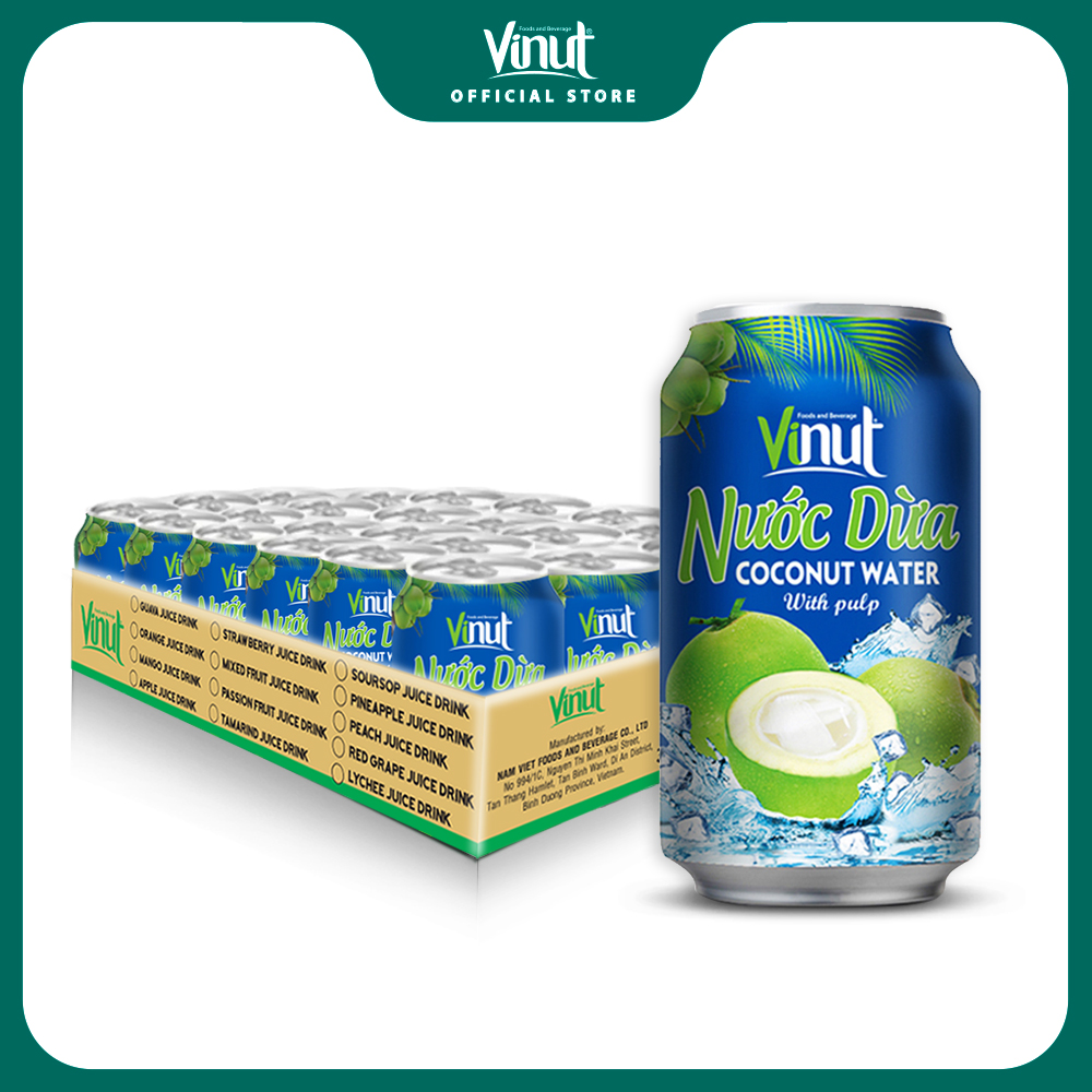 [KHAY 24 LON ]  Nước Dừa có cơm dừa Vinut 330ml