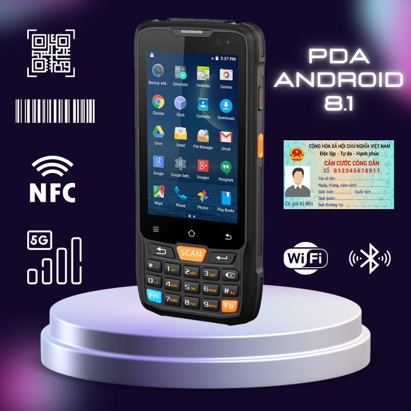 Máy quét mã vạch PDA Android 8, đọc được CCCD Máy kiểm kho PDA Máy