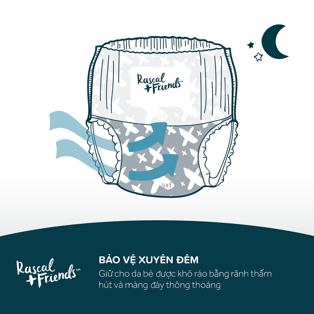 Tã dán sơ sinh Rascal & Friends (L, 10-15kg, 50 miếng)