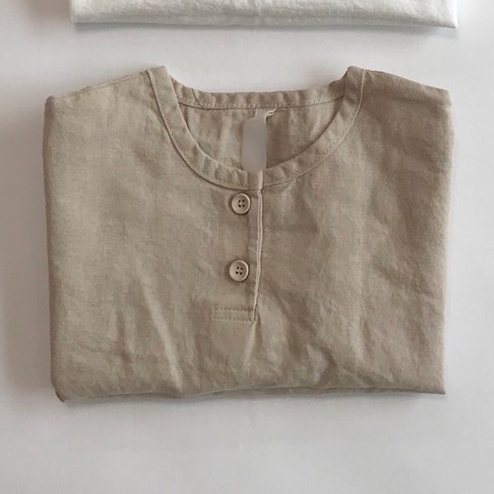 Áo Sơ Mi Cổ Tron LiNen Cao Cấp Cho Bé Trai Và Bé Gái