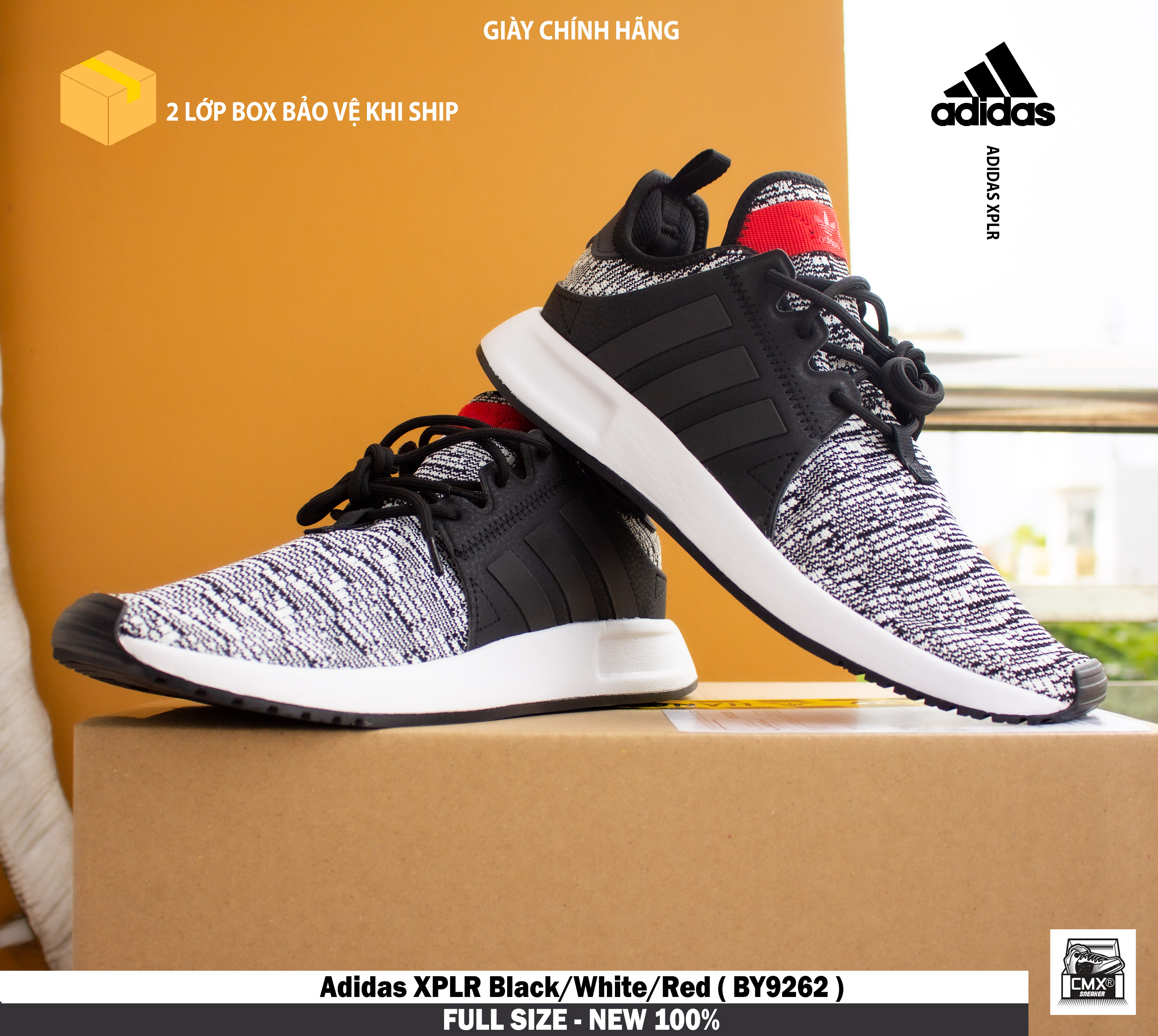 😘 [ HÀNG CHÍNH HÃNG ] Giày Adidas XPLR Black/White/Red ( BY9262 ) - REAL AUTHENTIC 100%