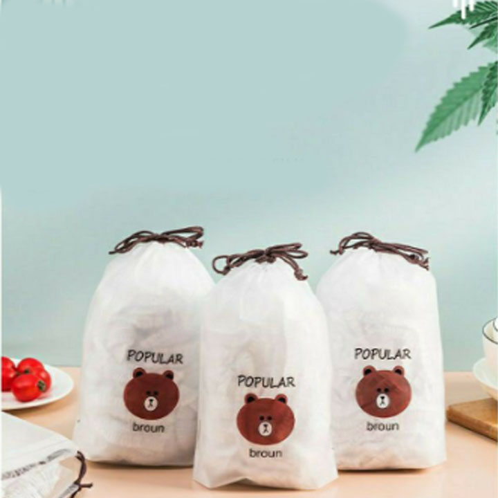 Màng Bọc Thực Phẩm Co Giãn Siêu Dai Có Chun Hình Túi Gấu ,Combo 100  Màng Bọc Thực Phẩm PE Túi Gấu Có Chun Bọc Đồ Ăn Co Giãn