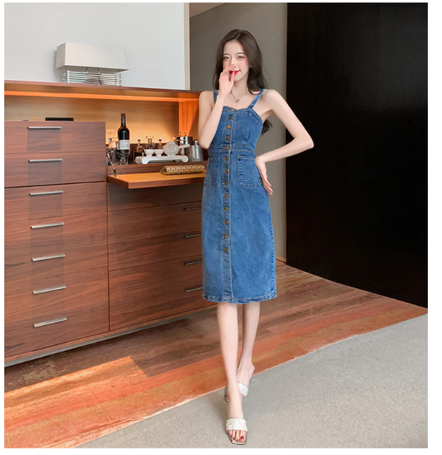 ĐẦM JEAN 2 DÂY D778D