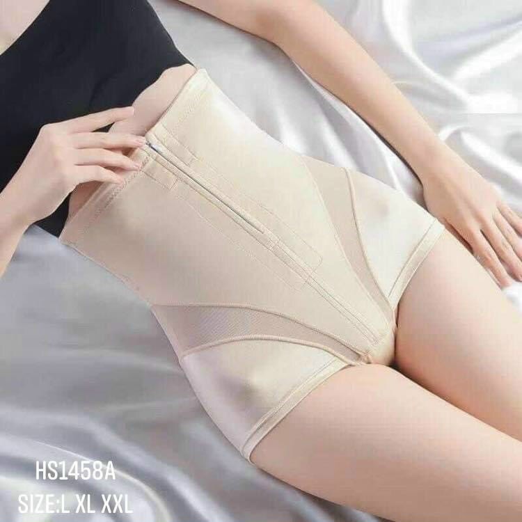 Quần Gen Nịt Bụng Kéo Khóa Vải Lụa Trơn Cao Cấp