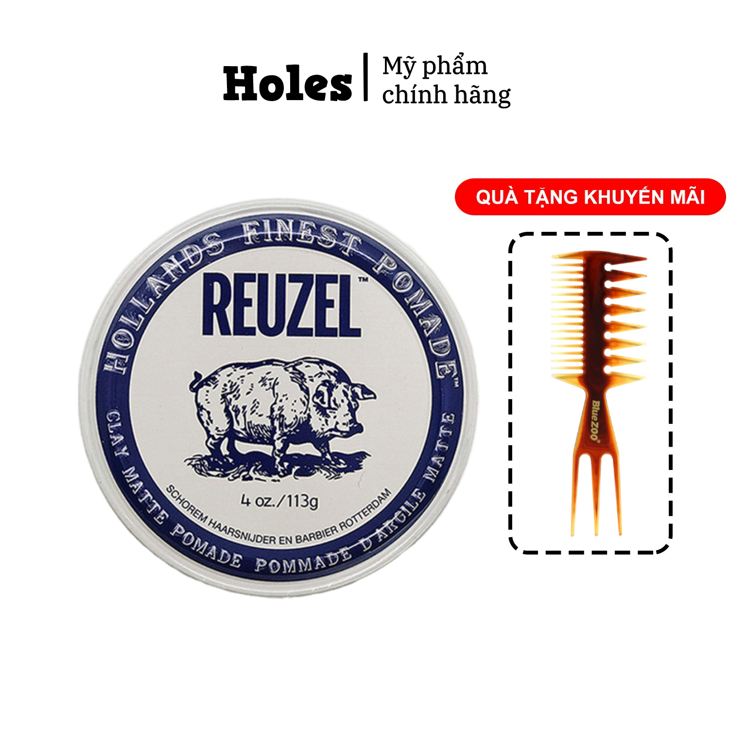 Sáp vuốt tóc Reuzel Clay Matte Pomade 113gr