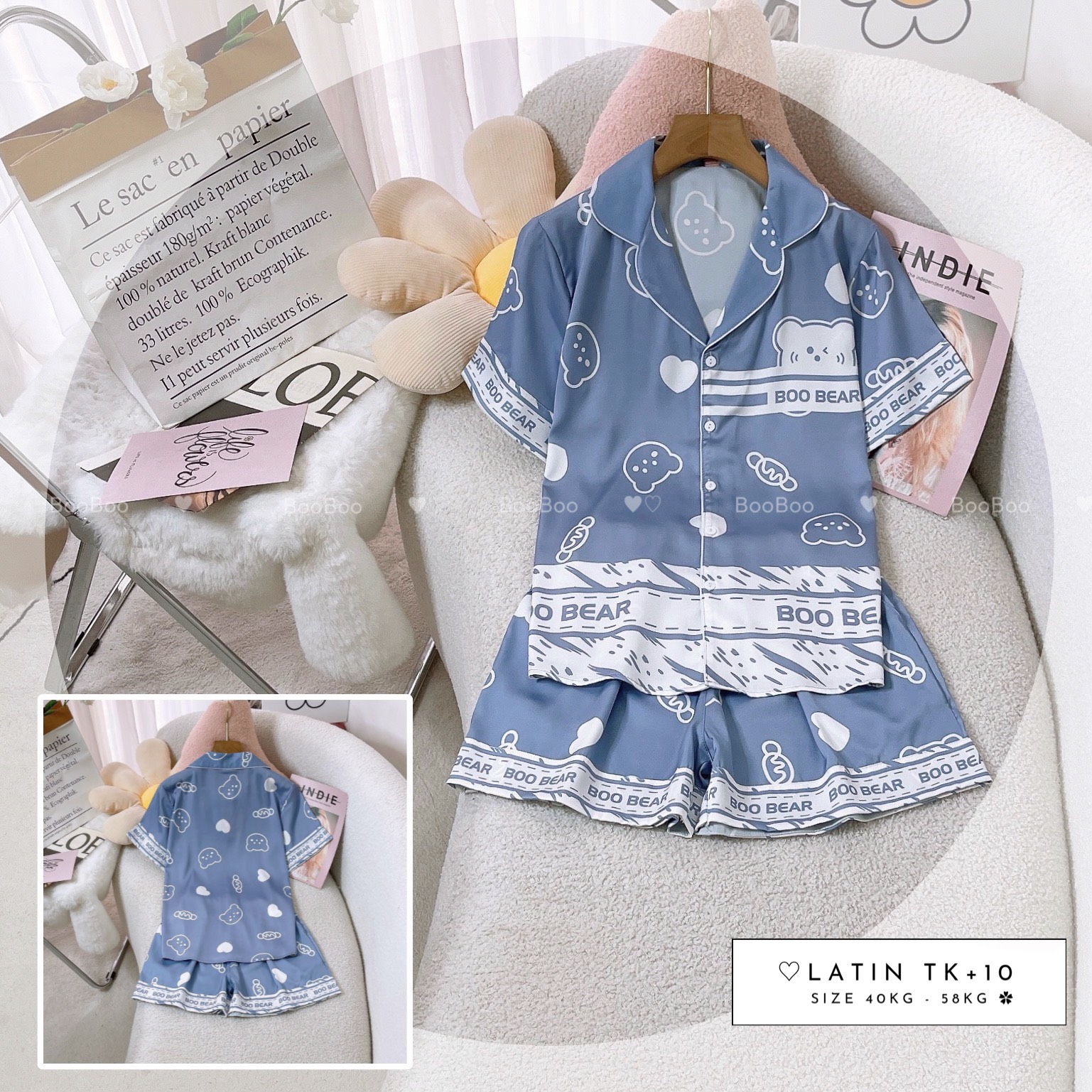 - pijama mặc nhà boo boo lụa latin 40-58kg