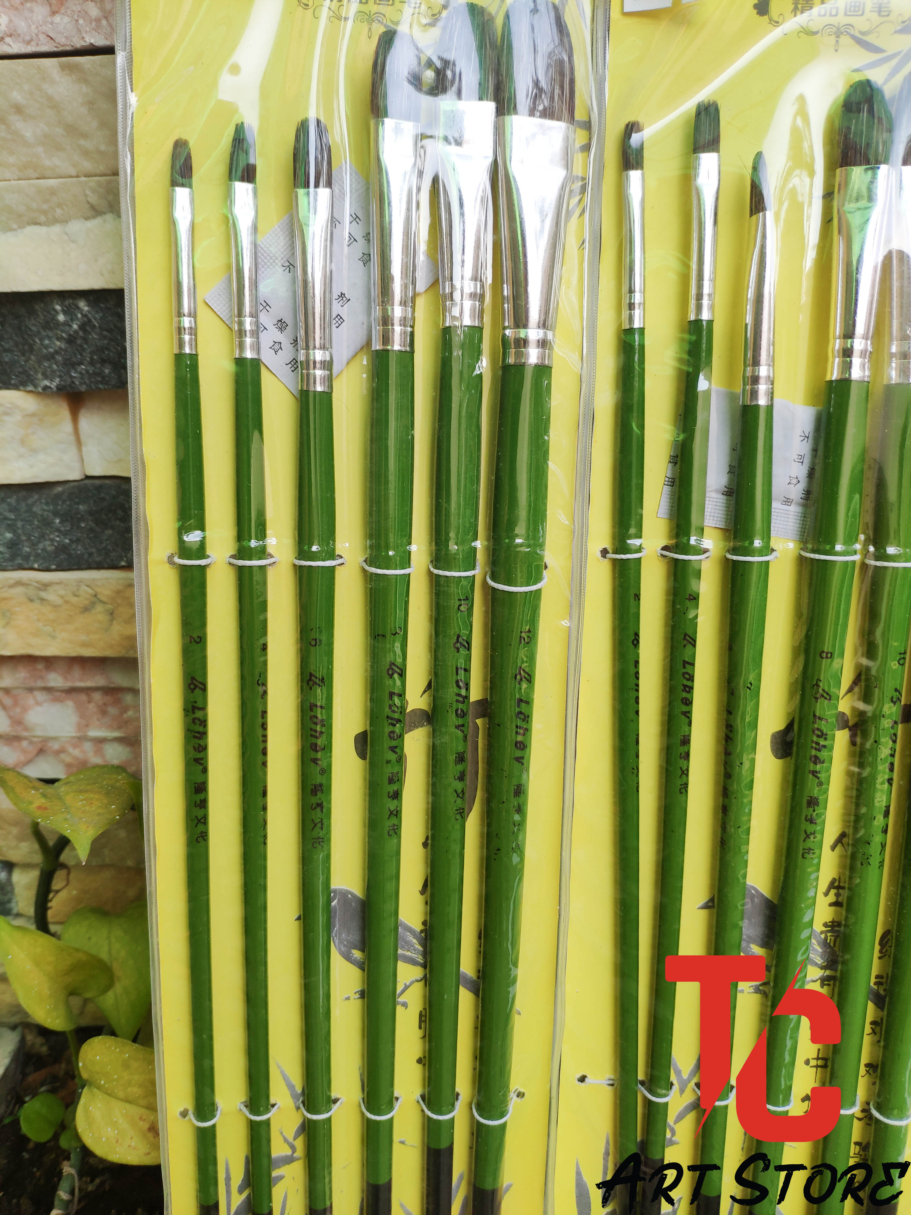 [TC Art Store] Bộ 6 Cọ Đầu Oval Maries Màu Xanh Lá