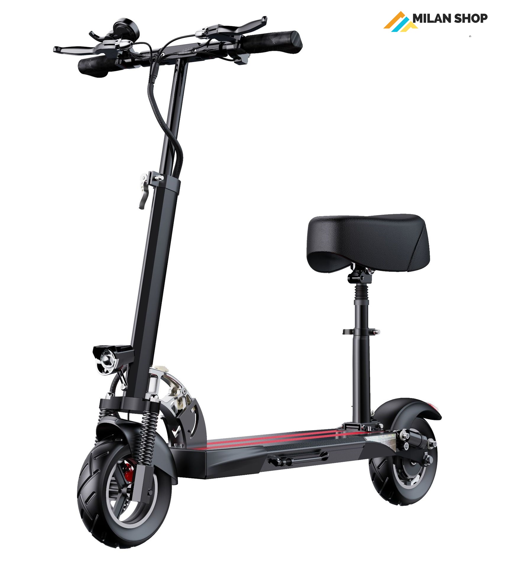 10inch big wheel folding electric scooter, durable 40km/charger lithium battery, LED brake electric scooter double rotor, 200kg heavy duty LCD panel integrated anti slip handle