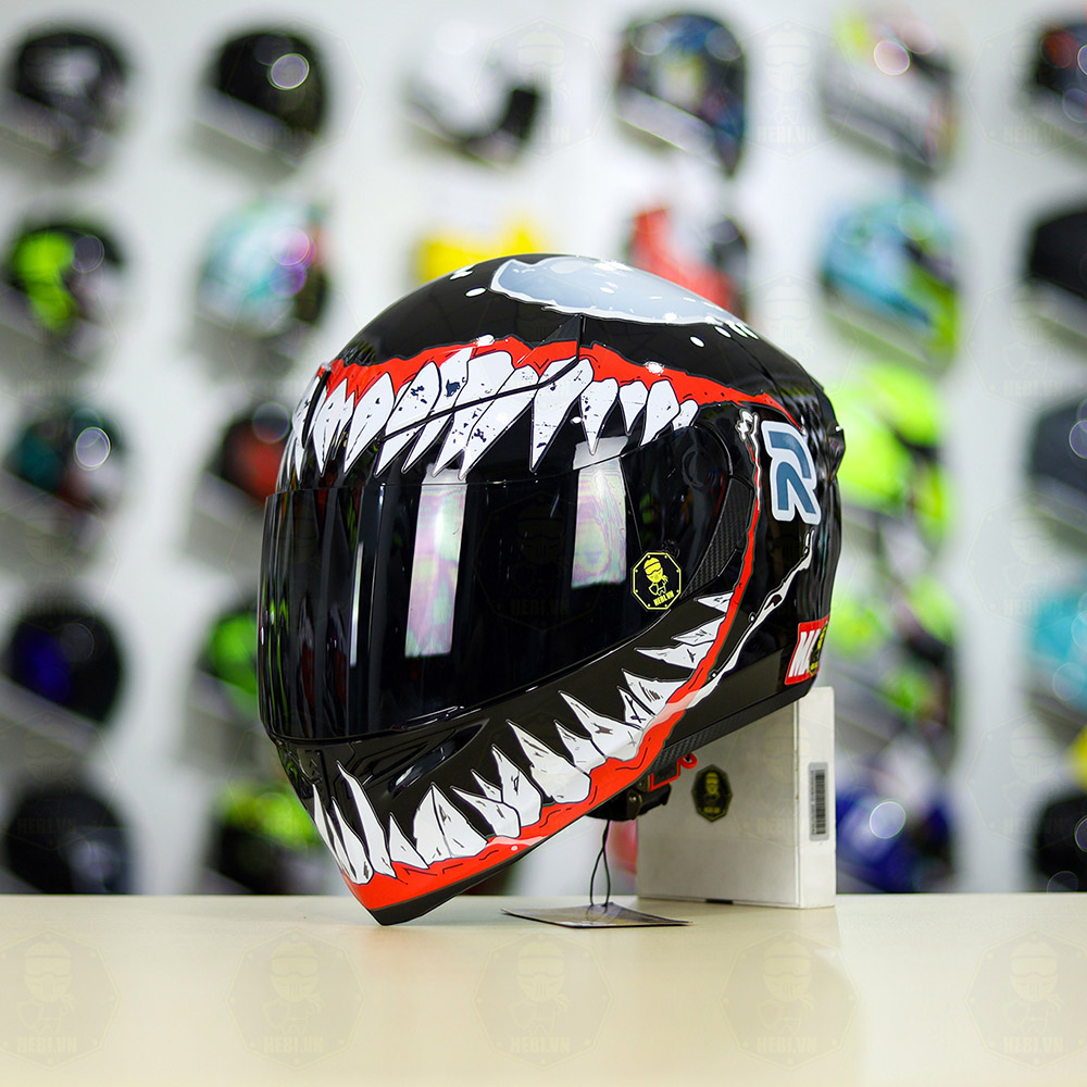 Mũ Fullface ROYAL M138b Đen Bóng Dán Tem Venom Đỏ