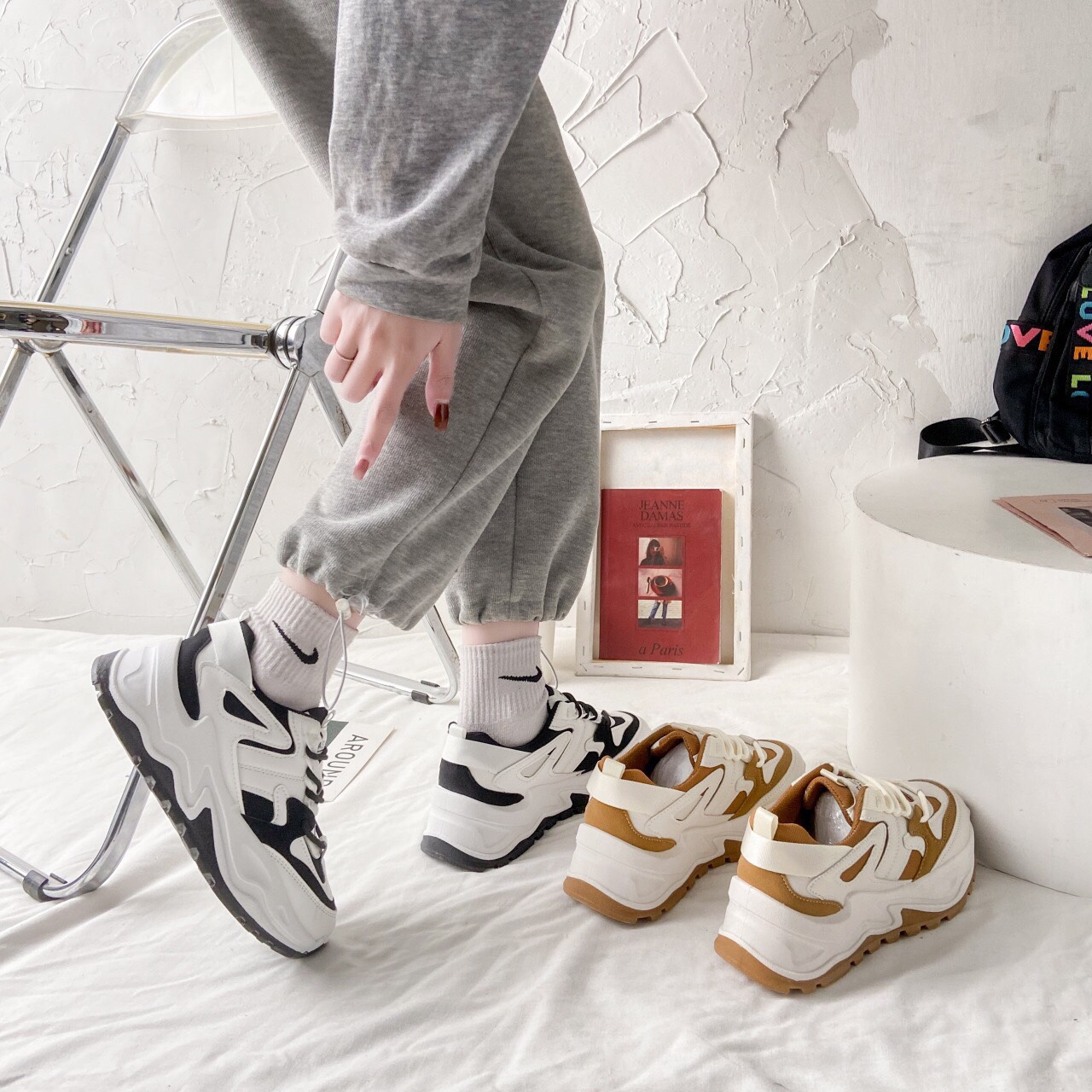 giày nữ sneaker phối màu đế độn mã mới 2022 AS3
