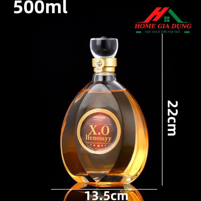 Vỏ chai thủy tinh đựng lục giác 500ml cao cấp