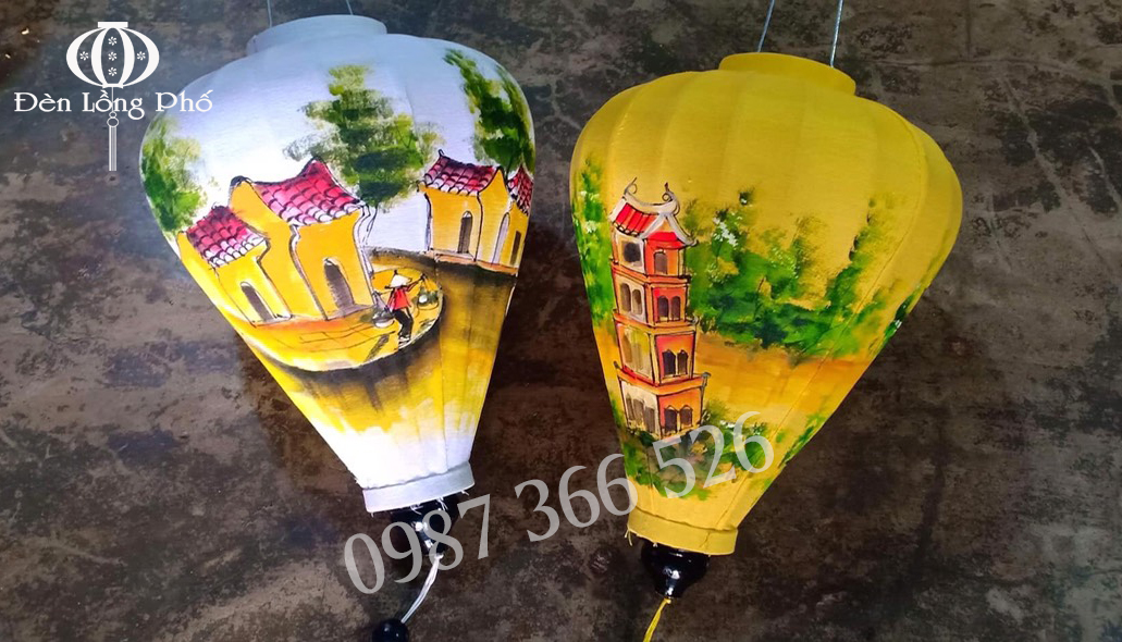 Đèn lồng Hội An vẽ phố cổ size 30 cm