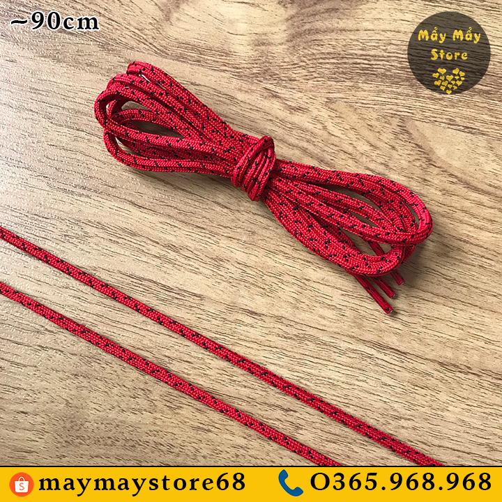 Dây Giày Màu Đỏ Vằn Màu Đen Dài 90cm (Cho Giày Có 5-6 Lỗ Xâu)