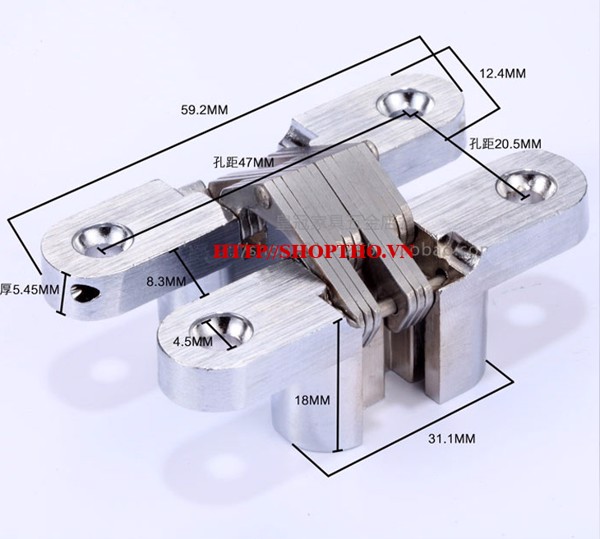 Bản Lề Chữ Thập Cỡ 1 và cỡ 2, cỡ 3 (set 2 cái)