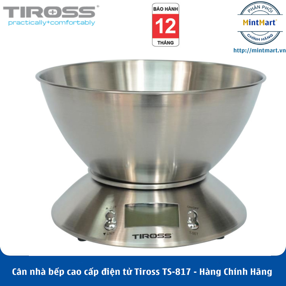 Cân nhà bếp cao cấp điện tử tiross ts-817 - hàng chính hãng