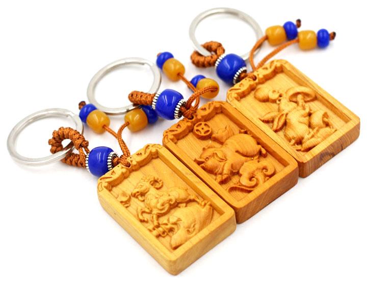 Combo 3 móc khóa hợi mẹo mùi - gỗ ngọc am