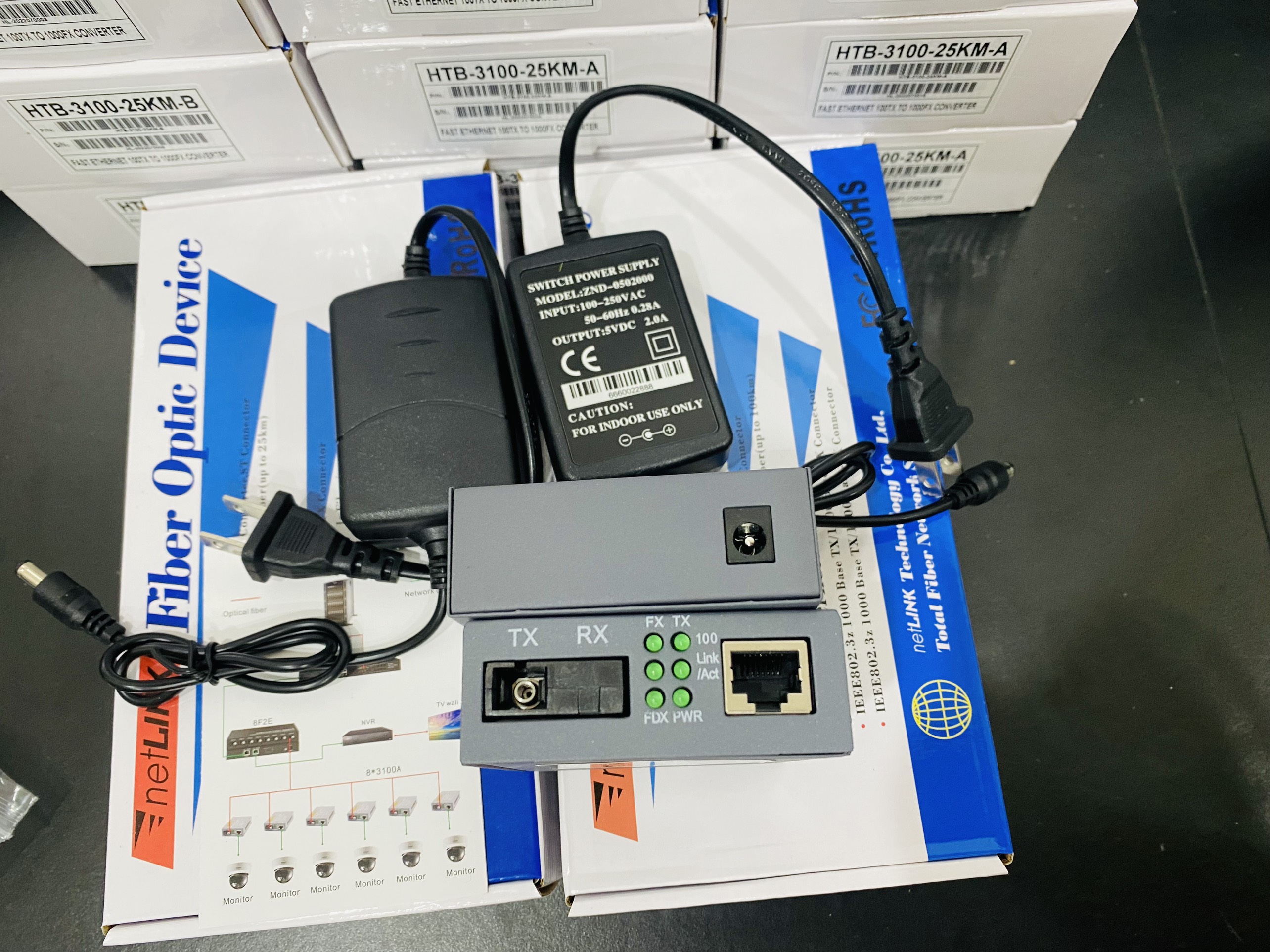Converter quang NETLINK 1 sợi HTB-3100 A-B 10/100 Nguồn tốt