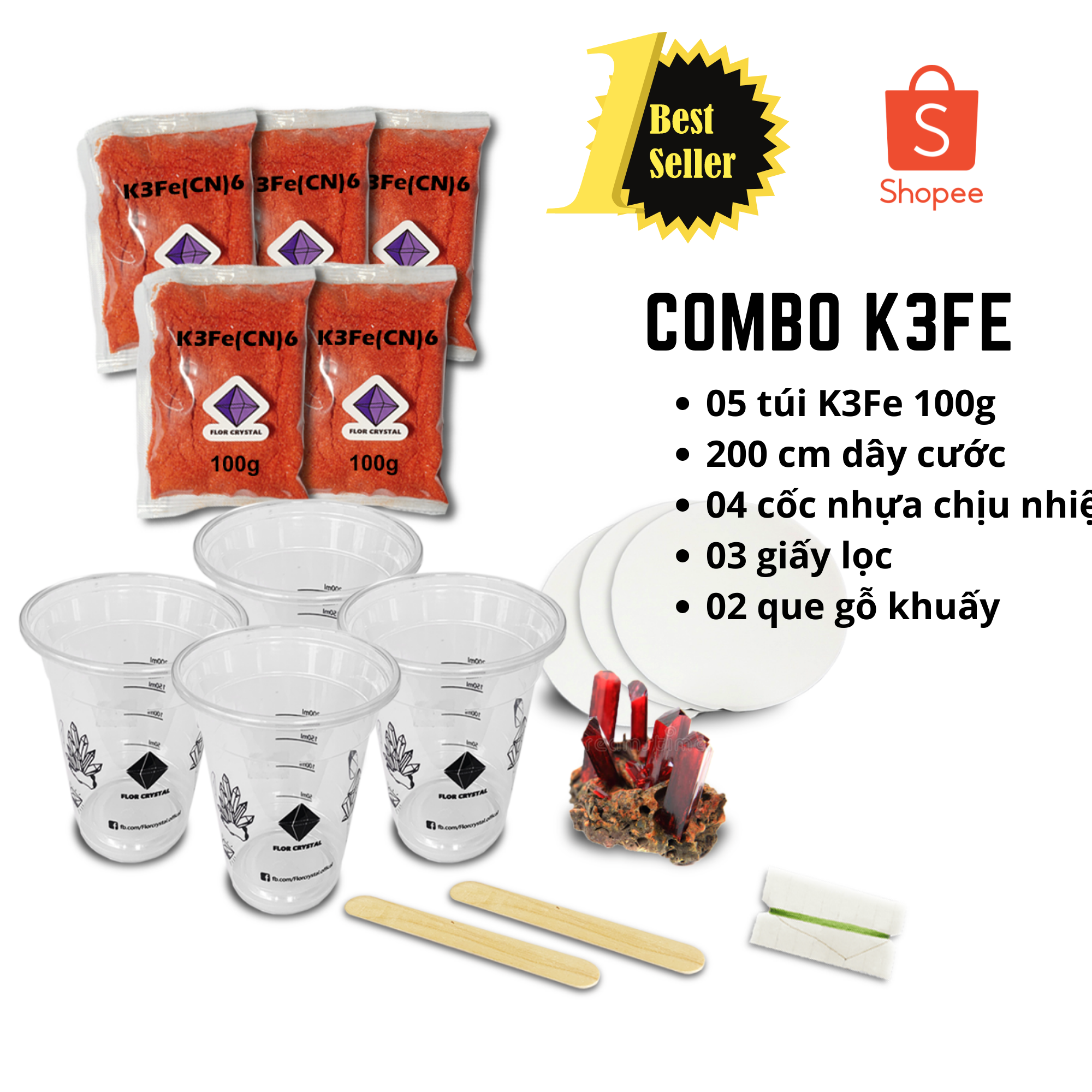 K3 Fe bộ nuôi tinh thể màu đỏ