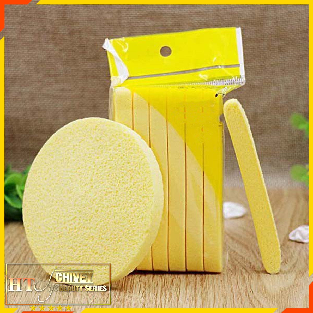 Gói bông mút rửa mặt bọt biển Chivey (Gói 12 miếng)