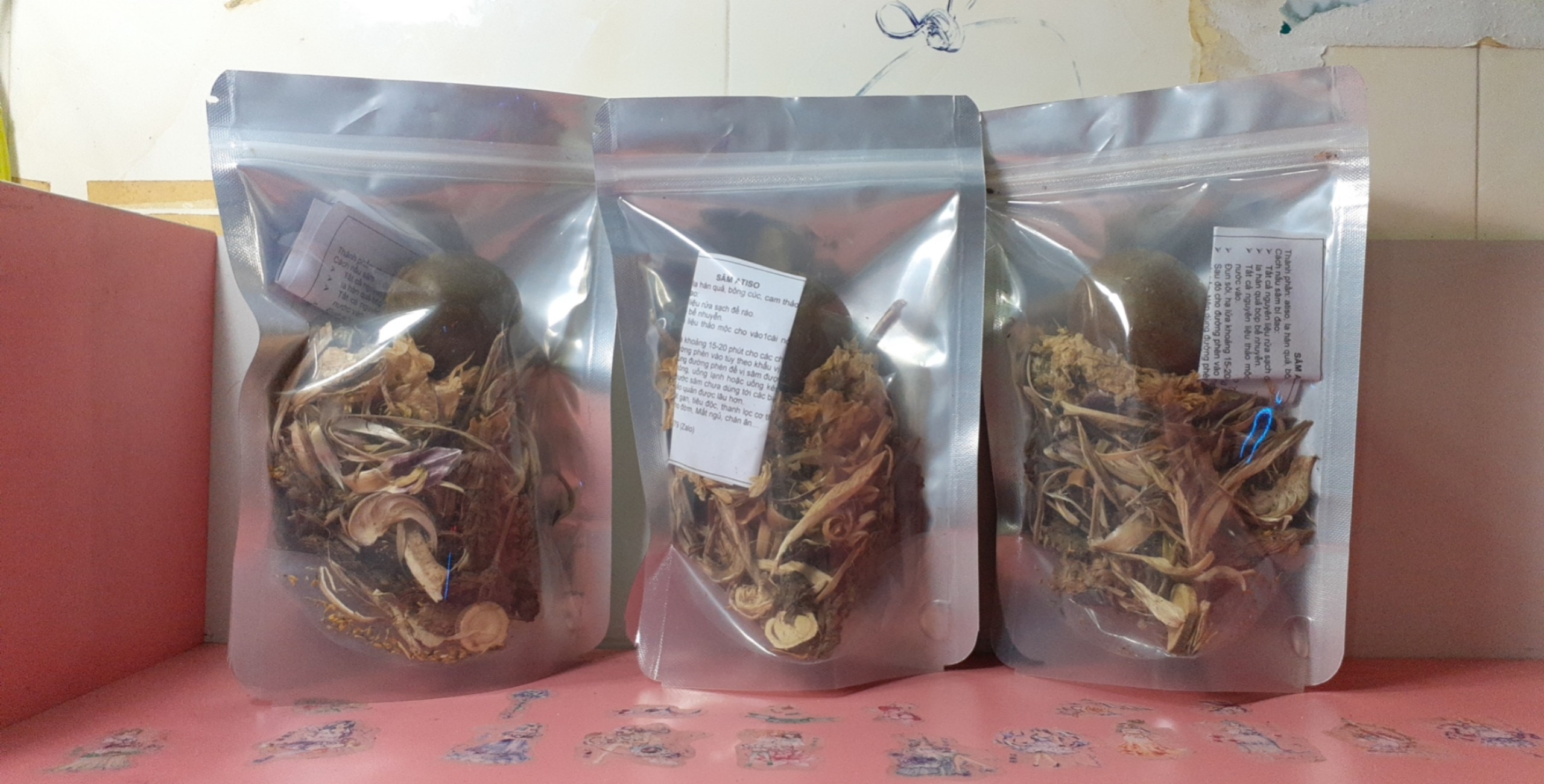 Nguyên liếu sâm bông cúc/ rong biển/ bí đao/ sâm atsiso/ sâm 24 vị nấu 5 lít nước - ăn vặt