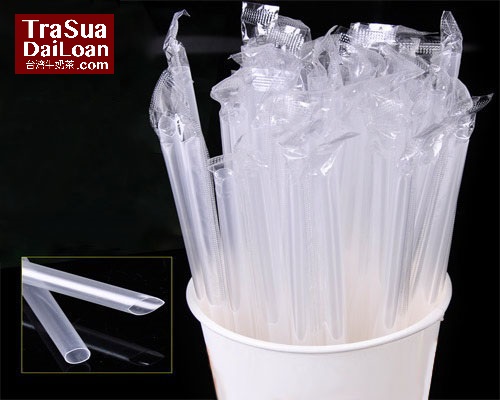Ống hút trân châu toping cafe sinh tố trà chanh có màng bọc phi 6-8-12 đen hoặc trắng 1 gói Glazz Home
