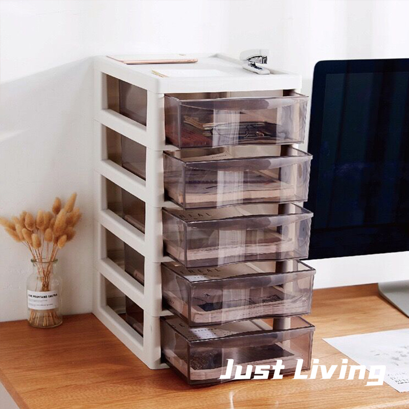 JustLiving Multi-Layer Drawer Grid Storage Rack Office Book Shelf Atorage Cabinet A4 File Cabinet Plastic Data Storage Box
