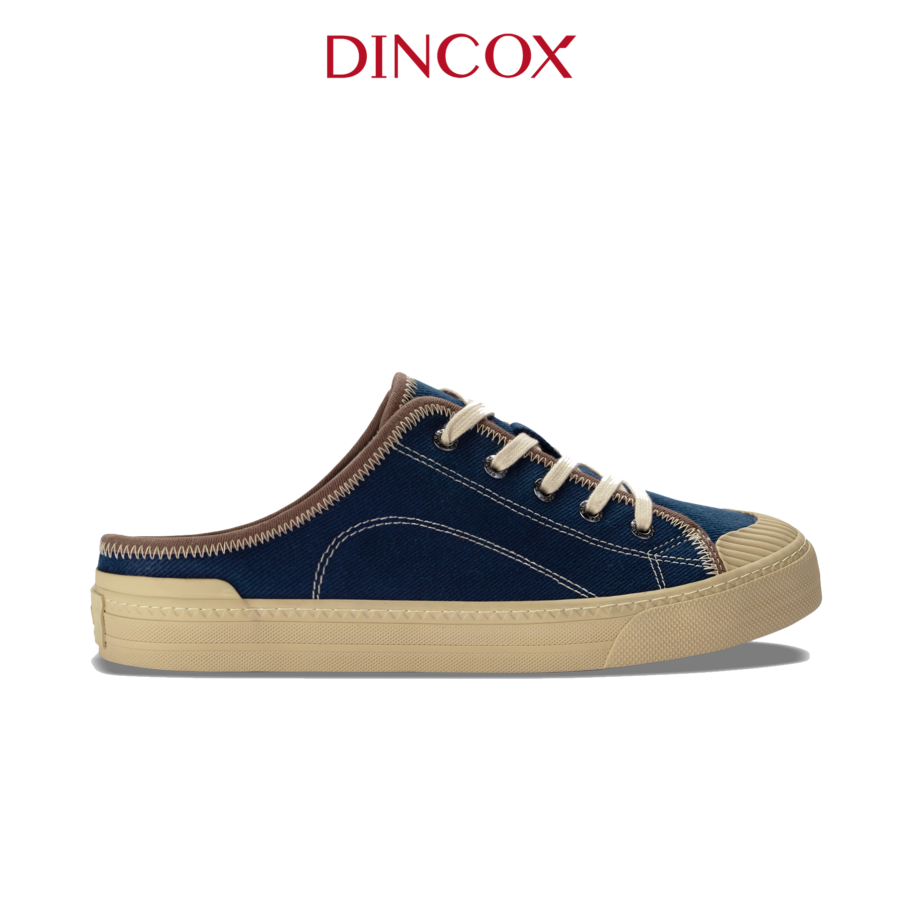 Giày Sục Đạp Gót Mules Dincox Vải canvas E10 Dark Navy